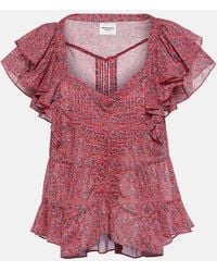 Isabel Marant - Madrana Ruffled Printed Cotton Top - Lyst