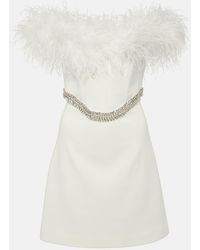 Rebecca Vallance - Bridal Blanche Feather-trimmed Crepe Minidress - Lyst