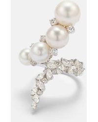 YEPREM - Pearlescent 18Kt Ring With Diamonds And Freshwater Pearls - Lyst