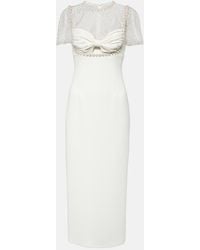 Self-Portrait - Bridal Embellished Crepe Midi Dress - Lyst