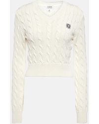 Loewe - Anagram Cable-knit Cotton Sweater - Lyst