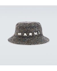 Marni - Cappello da pescatore in lana con logo - Lyst