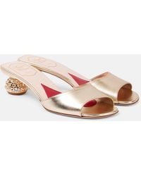 Roger Vivier - Embellished Metallic Leather Mules - Lyst