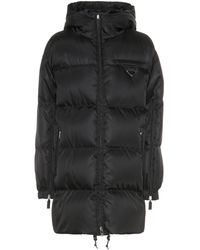 Prada Down Nylon Gabardine Coat - Black