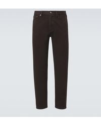 ZEGNA - Leather-Trimmed Cotton Straight Pants - Lyst