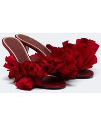 Magda Butrym - Floral-Applique Satin Mules - Lyst
