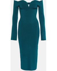 Galvan London - Grace Off-the-shoulder Sweetheart-neck Knitted Midi Dress - Lyst