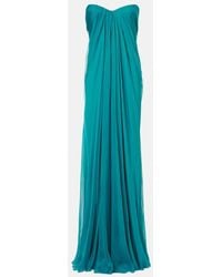 McQueen - Draped Silk Chiffon Bustier Gown - Lyst