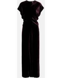Agnona - Gathered Velvet Midi Dress - Lyst