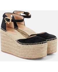 Gianvito Rossi - Suede Platform Espadrille Wedges - Lyst
