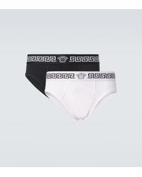 Versace - Set Of 2 Greca Border Cotton-Blend Briefs - Lyst