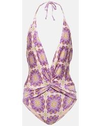 Adriana Degreas - Exotic Coral Printed Halterneck Swimsuit - Lyst