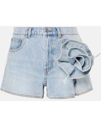 Area - Floral-applique Denim Shorts - Lyst