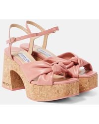 Jimmy Choo - Heloise 95 Leather Platform Sandals - Lyst