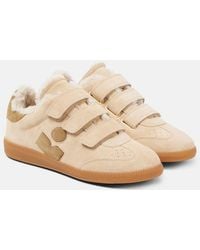 Isabel Marant - Beth Shearling-Trimmed Leather Sneakers - Lyst