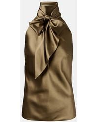 Ralph Lauren - Chiltons Tie-Neck Satin Top - Lyst