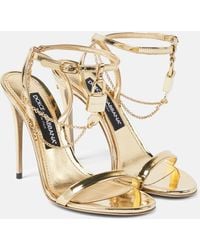 Dolce & Gabbana - Sandali Keira in pelle metallizzata - Lyst