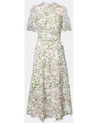 Monique Lhuillier - Floral Lace Midi Dress - Lyst