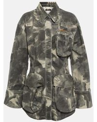 Blumarine - Belted Printed Denim Jacket - Lyst