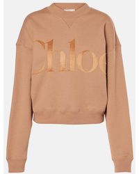 Chloé - Logo Cotton Fleece Sweatshirt - Lyst