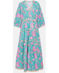 Juliet Dunn - Colorblocked Cotton Poplin Maxi Dress - Lyst