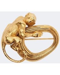 KHAITE - Monkey 18Kt-Plated Brass Brooch - Lyst