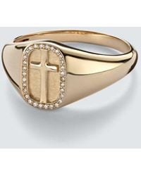 Sydney Evan - Cross Icon 14Kt Ring With Diamonds - Lyst