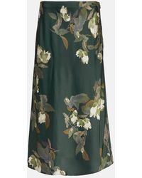Vince - Floral Silk Satin Midi Skirt - Lyst