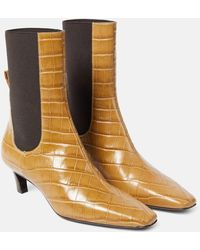 Totême - The Mid Heel Croc-effect Leather Ankle Boots - Lyst