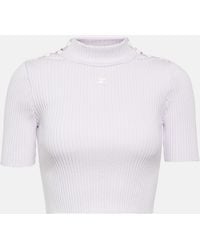Courreges - Logo Ribbed-Knit Crop Top - Lyst