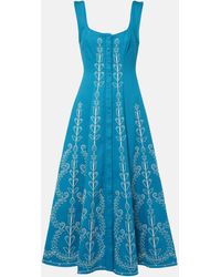 ALÉMAIS - Donovan Embroidered Cotton Midi Dress - Lyst