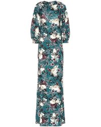 Erdem Abito Etheline a stampa in jersey - Verde