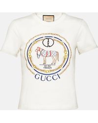 Gucci - T-shirt En Jersey De Coton Avec Détail GG Enlacés - Lyst