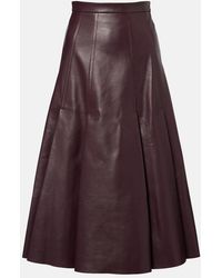 Emilia Wickstead - Kensie High-Rise Leather Midi Skirt - Lyst