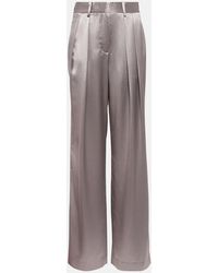 STAUD - Luisa Pleated High-Rise Satin Pants - Lyst