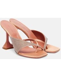 AMINA MUADDI - Shiona 95 Crystal-Embellished Satin Mules - Lyst