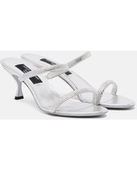 Dolce & Gabbana - 60 Crystal-Embellished Satin Mules - Lyst