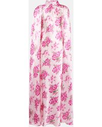 Rodarte - Caped Floral Silk Satin Gown - Lyst