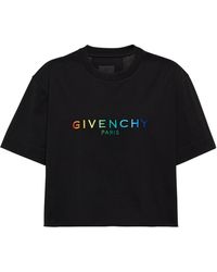 Givenchy Cropped-T-Shirt aus Baumwoll-Jersey - Schwarz