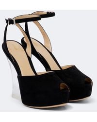 Fendi - Suede Platform Peep-Toe Pumps - Lyst