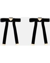 Prada - Set Of 2 Bow-Detail Velvet Barrettes - Lyst