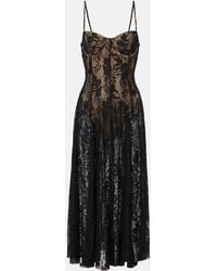 Norma Kamali - Floral Lace Slip Dress - Lyst