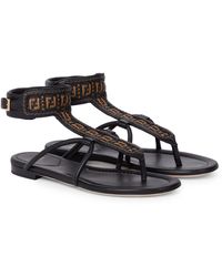 fendi promenade ff flat leather sandals