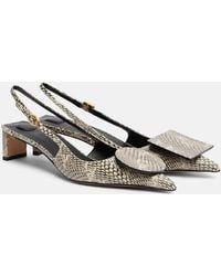 Jacquemus - Duelo Snake-Effect Leather Slingback Pumps - Lyst