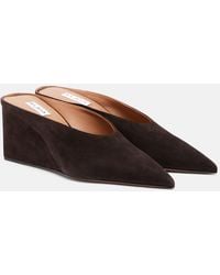 Alaïa - 75 Suede Point-Toe Wedge Mules - Lyst