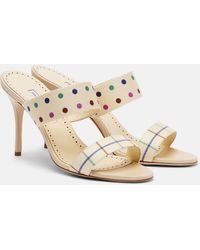 Manolo Blahnik - Ralotapla Printed Satin Mules - Lyst