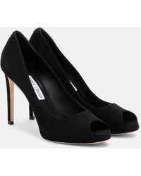 Jimmy Choo - Riya Suede Peep-Toe Pumps - Lyst