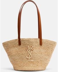 Saint Laurent - Bolso Cesta Panier Small De Rafia - Lyst