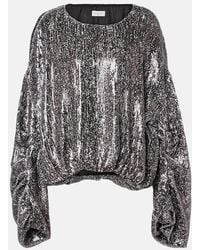 Dries Van Noten - Sequined Gathered Blouse - Lyst