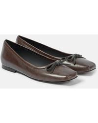 Brunello Cucinelli - Monili Bow-Detail Leather Ballet Flats - Lyst